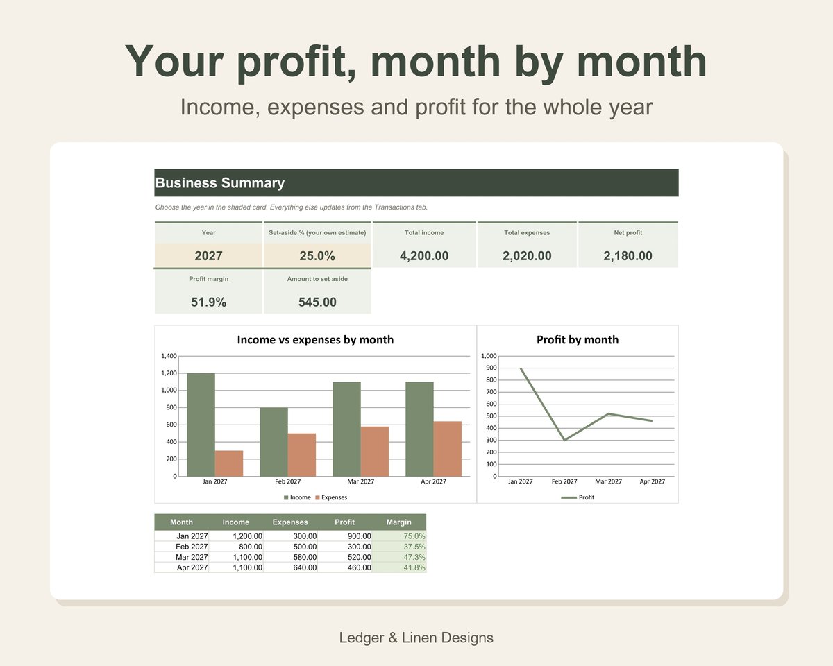 Small Business Income and Expense Tracker Spreadsheet preview 2