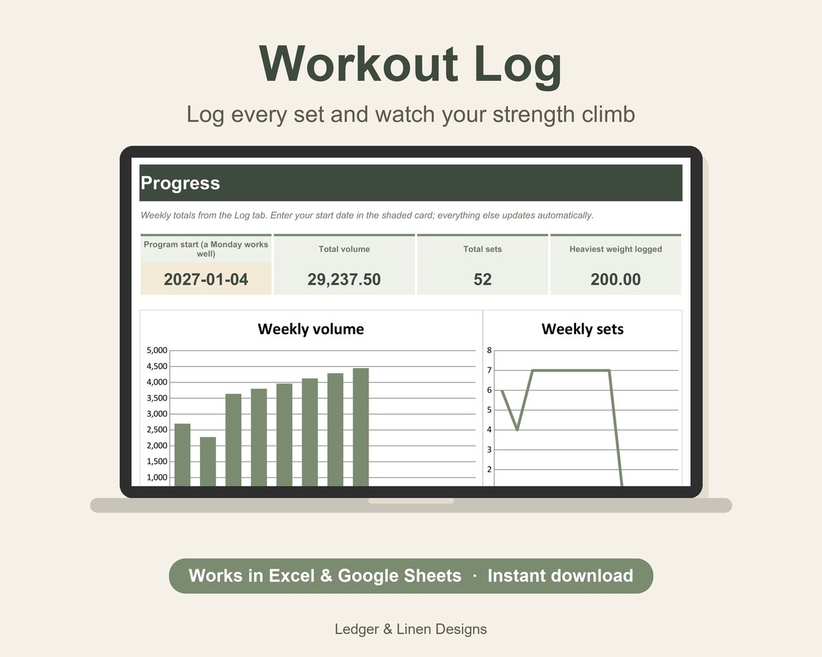 Workout Log Spreadsheet