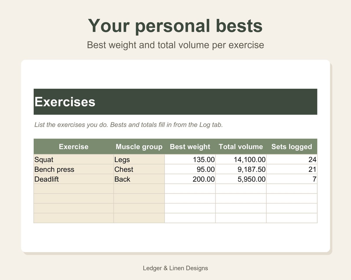 Workout Log Spreadsheet preview 4